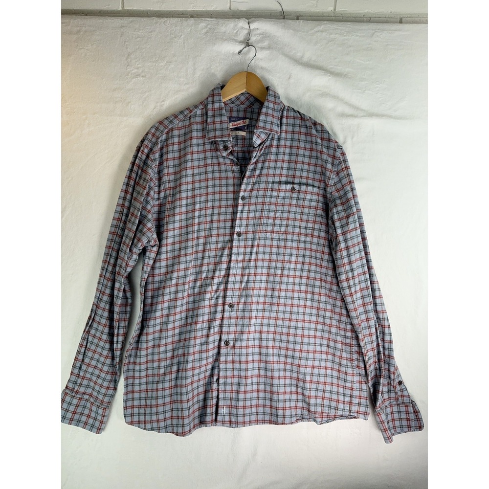 Johnnie O Shirt Mens XL Gray Red Plaid‎ Flannel Button Down Hangin Out Casual